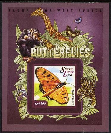 Sierra Leone 2015 Butterflies #6 imperf s/sheet unmounted mint, stamps on butterflies, stamps on 