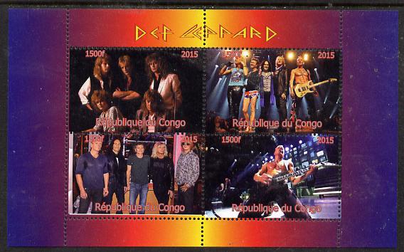 Congo 2015 Def Leppard #1 perf sheetlet containing 4 values unmounted mint. Note this item is privately produced and is offered purely on its thematic appeal, stamps on pops, stamps on rock, stamps on music