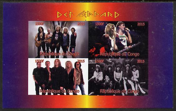 Congo 2015 Def Leppard #2 imperf sheetlet containing 4 values unmounted mint. Note this item is privately produced and is offered purely on its thematic appeal, stamps on , stamps on  stamps on pops, stamps on  stamps on rock, stamps on  stamps on music
