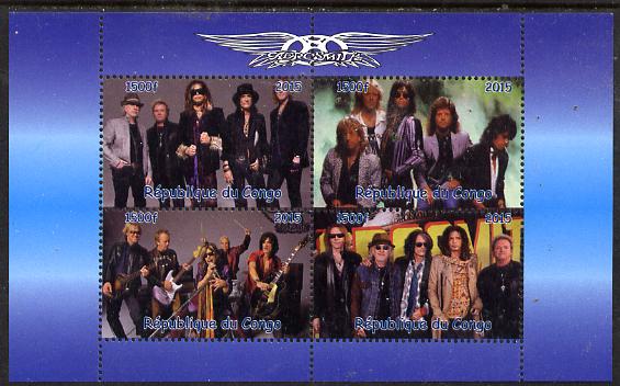 Congo 2015 Aerosmith #2 perf sheetlet containing 4 values unmounted mint. Note this item is privately produced and is offered purely on its thematic appeal, stamps on pops, stamps on rock, stamps on music