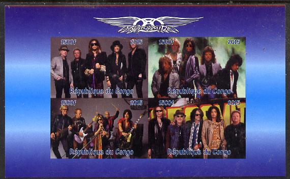 Congo 2015 Aerosmith #2 imperf sheetlet containing 4 values unmounted mint. Note this item is privately produced and is offered purely on its thematic appeal, stamps on , stamps on  stamps on pops, stamps on  stamps on rock, stamps on  stamps on music