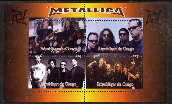 Congo 2015 Metallica #1 perf sheetlet containing 4 values unmounted mint. Note this item is privately produced and is offered purely on its thematic appeal, stamps on pops, stamps on rock, stamps on music
