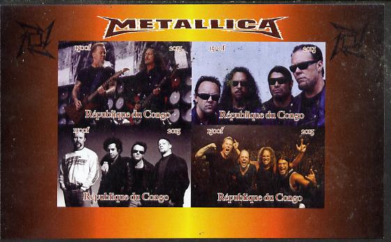 Congo 2015 Metallica #1 imperf sheetlet containing 4 values unmounted mint. Note this item is privately produced and is offered purely on its thematic appeal, stamps on pops, stamps on rock, stamps on music