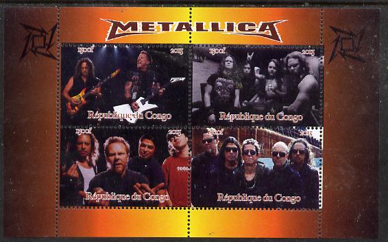 Congo 2015 Metallica #2 perf sheetlet containing 4 values unmounted mint. Note this item is privately produced and is offered purely on its thematic appeal, stamps on , stamps on  stamps on pops, stamps on  stamps on rock, stamps on  stamps on music