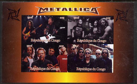 Congo 2015 Metallica #2 imperf sheetlet containing 4 values unmounted mint. Note this item is privately produced and is offered purely on its thematic appeal, stamps on , stamps on  stamps on pops, stamps on  stamps on rock, stamps on  stamps on music