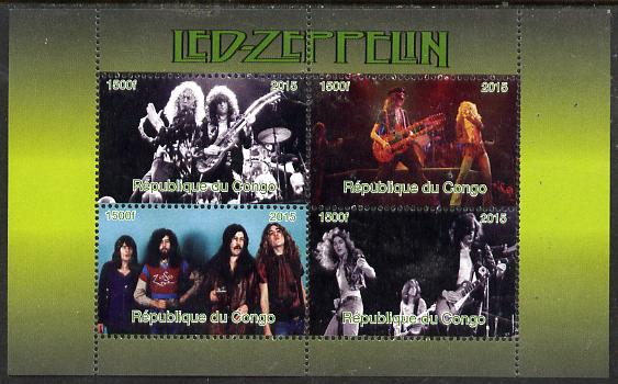 Congo 2015 Led Zeppelin #2 perf sheetlet containing 4 values unmounted mint. Note this item is privately produced and is offered purely on its thematic appeal, stamps on , stamps on  stamps on pops, stamps on  stamps on rock, stamps on  stamps on music