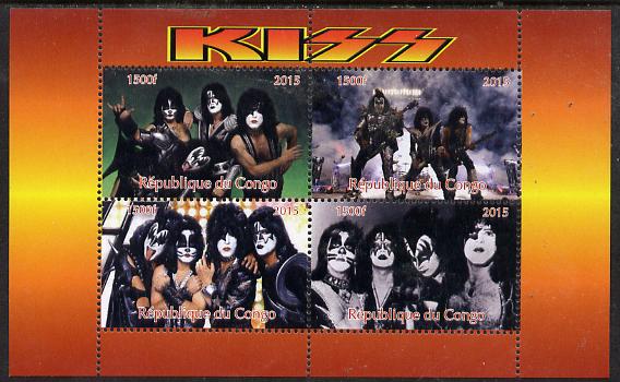 Congo 2015 Kiss #1 perf sheetlet containing 4 values unmounted mint. Note this item is privately produced and is offered purely on its thematic appeal, stamps on , stamps on  stamps on pops, stamps on  stamps on rock, stamps on  stamps on music