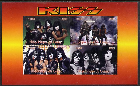 Congo 2015 Kiss #1 imperf sheetlet containing 4 values unmounted mint. Note this item is privately produced and is offered purely on its thematic appeal, stamps on pops, stamps on rock, stamps on music
