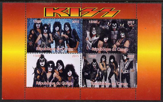 Congo 2015 Kiss #2 perf sheetlet containing 4 values unmounted mint. Note this item is privately produced and is offered purely on its thematic appeal, stamps on , stamps on  stamps on pops, stamps on  stamps on rock, stamps on  stamps on music