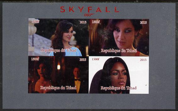 Chad 2015 Skyfall (James Bond) #4 imperf sheetlet containing 4 values unmounted mint. Note this item is privately produced and is offered purely on its thematic appeal. . , stamps on movies, stamps on films, stamps on  spy , stamps on cinena