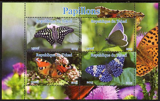 Chad 2015 Butterflies #1 perf sheetlet containing 4 values unmounted mint. Note this item is privately produced and is offered purely on its thematic appeal, it has no postal validity, stamps on butterflies