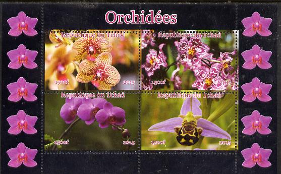 Chad 2015 Orchids #2 perf sheetlet containing 4 values unmounted mint. Note this item is privately produced and is offered purely on its thematic appeal, it has no postal validity, stamps on , stamps on  stamps on flowers, stamps on  stamps on orchids