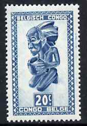 Belgian Congo 1947 Masks & Carvings 20c blue unmounted mint SG 275*, stamps on , stamps on  stamps on masks      artefacts