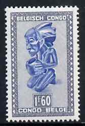 Belgian Congo 1947 Masks & Carvings 1f60 blue & grey unmounted mint SG 282b*, stamps on , stamps on  stamps on masks      artefacts