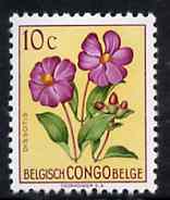 Belgian Congo 1952 Flowers 10c Dissotis unmounted mint SG 296*, stamps on flowers