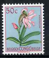 Belgian Congo 1952 Flowers 50c Angraecum unmounted mint SG 301*, stamps on flowers     orchids