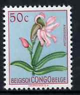 Belgian Congo 1952 Flowers 50c Angraecum unmounted mint SG 301*, stamps on , stamps on  stamps on flowers     orchids