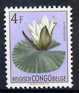 Belgian Congo 1952 Flowers 4f Nymphaea unmounted mint SG 309*, stamps on flowers