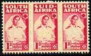 South Africa 1942-44 KG6 War Effort (reduced size) 1d Nurse triplet unmounted mint, SG 98, stamps on militaria, stamps on  ww2 , stamps on nurses, stamps on medical, stamps on  kg6 , stamps on 