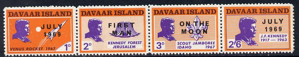 Davaar Island 1969 Kennedy set of 4 opt'd Moon Landing unmounted mint, stamps on , stamps on  stamps on kennedy, stamps on personalities, stamps on scouts, stamps on space