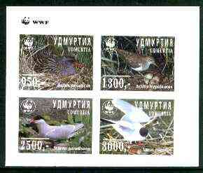 Udmurtia Republic 1997 WWF - Birds imperf sheetlet containing complete set of 4 unmounted mint, stamps on , stamps on  stamps on wwf    birds, stamps on  stamps on  wwf , stamps on  stamps on 