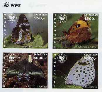 Tatarstan Republic 1997 WWF - Butterflies imperf sheetlet containing complete set of 4 unmounted mint, stamps on , stamps on  stamps on wwf    butterflies, stamps on  stamps on  wwf , stamps on  stamps on 