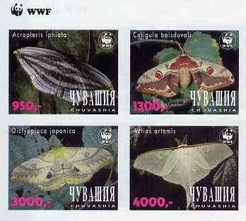 Chuvashia Republic 1997 WWF - Butterflies imperf sheetlet containing complete set of 4 unmounted mint, stamps on , stamps on  stamps on wwf    butterflies, stamps on  stamps on  wwf , stamps on  stamps on 