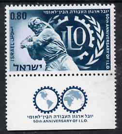 Israel 1969 International Labour Organisation unmounted mint with tab, SG 408, stamps on , stamps on  tuc , stamps on 