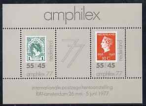 Netherlands 1977 'Amphilex 77' International Stamp Exhibition m/sheet, SG MS 1277, stamps on , stamps on  stamps on stamp on stamp, stamps on stamp exhibitions, stamps on  stamps on stamponstamp