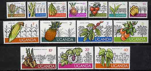 Uganda 1975 Ugandan Crops def set of 14 values complete unmounted mint, SG 149-62, stamps on , stamps on  stamps on food, stamps on sugar, stamps on tobacco, stamps on onions, stamps on  stamps on  tea , stamps on  stamps on bananas, stamps on pineapples, stamps on coffee, stamps on oranges, stamps on nuts, stamps on cotton, stamps on beans