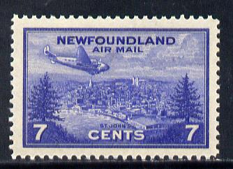 Newfoundland 1943 7c Plane over St Johns (SG 291) unmounted mint, stamps on , stamps on  stamps on aviation, stamps on  kg6 , stamps on  stamps on 