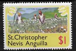 St Kitts-Nevis 1978 Picking Cotton $1 from Pictorial def set, SG 404 unmounted mint, stamps on , stamps on  stamps on cotton    textiles