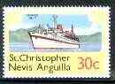St Kitts-Nevis 1978 Europa (Liner) 30c from Pictorial def set unmounted mint, SG 399, stamps on ships, stamps on europa