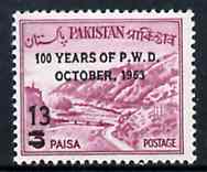 Pakistan 1963 Public Works Department opt 13p on 3p Khyber Pass unmounted mint, SG 192*