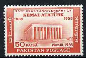 Pakistan 1963 25th Death Anniversary of Kemal Ataturk unmounted mint, SG 193*, stamps on constitutions, stamps on personalities, stamps on death  , stamps on dictators.