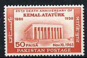 Pakistan 1963 25th Death Anniversary of Kemal Ataturk unmounted mint, SG 193*, stamps on , stamps on  stamps on constitutions, stamps on  stamps on personalities, stamps on  stamps on death  , stamps on  stamps on dictators.