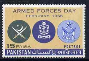 Pakistan 1966 Armed Forces Day unmounted mint, SG 229*, stamps on militaria