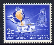 South Africa 1969 Pouring Gold 2c (Redrawn with phosphor bands) unmounted mint, SG 285*, stamps on mining, stamps on gold, stamps on minerals