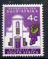 South Africa 1969 Groot Constantia 4c (Redrawn with phosphor bands) unmounted mint, SG 288*, stamps on , stamps on  stamps on grapes, stamps on  stamps on fruit, stamps on  stamps on wine, stamps on  stamps on alcohol, stamps on  stamps on drink