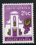 South Africa 1969 Groot Constantia 2.5c (Redrawn with phosphor bands) unmounted mint, SG 286*, stamps on , stamps on  stamps on grapes, stamps on  stamps on fruit, stamps on  stamps on wine, stamps on  stamps on alcohol, stamps on  stamps on drink