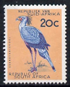 South Africa 1963 Secretary Bird 20c (wmk RSA) unmounted mint, SG 234*, stamps on birds