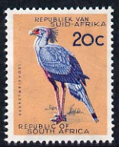 South Africa 1961 Secretary Bird 20c (wmk'd) unmounted mint, SG 208, stamps on birds
