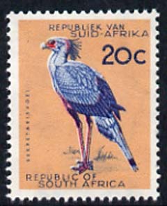 South Africa 1961 Secretary Bird 20c (wmkd) unmounted mint, SG 208, stamps on birds