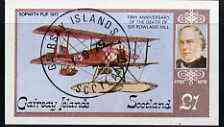 Gairsay 1979 Rowland Hill (Sopwith Pup) imperf souvenir sheet (£1 value) cto used, stamps on aviation    sopwith     rowland hill