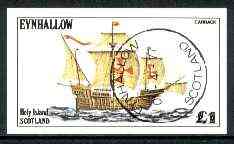 Eynhallow 1977 Sailing Ships (Garrack) imperf souvenir sheet (£1 value) cto used, stamps on ships     sailing