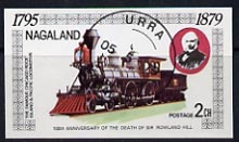 Nagaland 1979 Rowland Hill (Chicago Rock Island & Pacific Loco) imperf souvenir sheet (2ch value) cto used, stamps on , stamps on  stamps on railways     rowland hill