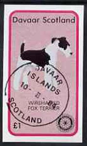 Davaar Island 1984 Rotary -Dogs (Wirehaired Fox Terrier) imperf souvenir sheet (Â£1 value) cto used, stamps on , stamps on  stamps on animals      dogs     rotary   fox terrier