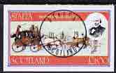 Staffa 1979 Rowland Hill (Mail Coach) imperf souvenir sheet (£1 value) cto used, stamps on postal    rowland hill     mail coaches
