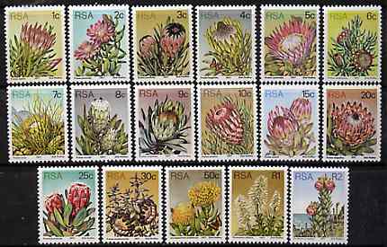 South Africa 1977-82 Succulents def set of 17 (1 of each value) unmounted mint SG 414-30, stamps on , stamps on  stamps on cacti, stamps on  stamps on flowers