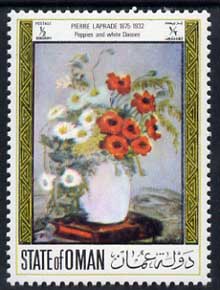 Oman 1972 Paintings of Flowers 1/2b (Poppies & White Daisies by Pierre Laprade) unmounted mint*, stamps on , stamps on  stamps on arts, stamps on  stamps on flowers